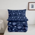 thumbnail image 5 of jejeloiu Coastal Seahorse Twin Comforter Sets,Coral Shell Pattern Bedding Set For Boys,Navy Blue,Navy Blue Reversible,2 Pieces,1 Comforter and 1 Pillowcase, 5 of 7