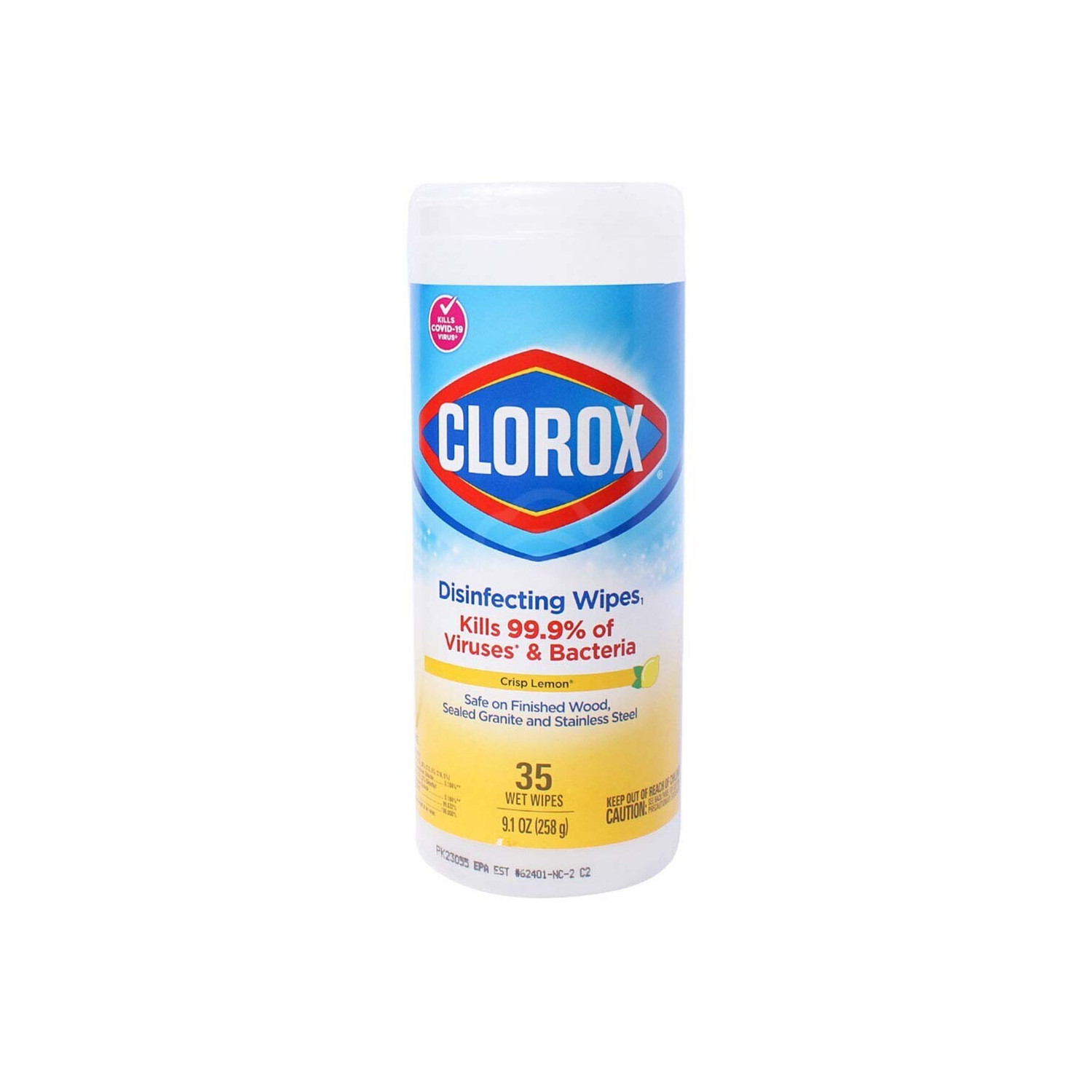 Clorox Disinfecting Wipes – Crisp Lemon (35 Wet Wipes) – 1 Pack bottle