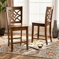 thumbnail image 3 of Baxton Studio Walnut Brown Finished Wood 2-Piece Counter Stool Set, 3 of 8