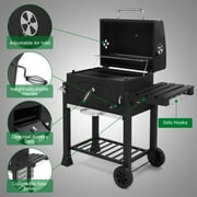 Zintown BBQ Charcoal Grill Outdoor Barbecue Pit Smoker with Double Grill,Liftable Charcoal Tray