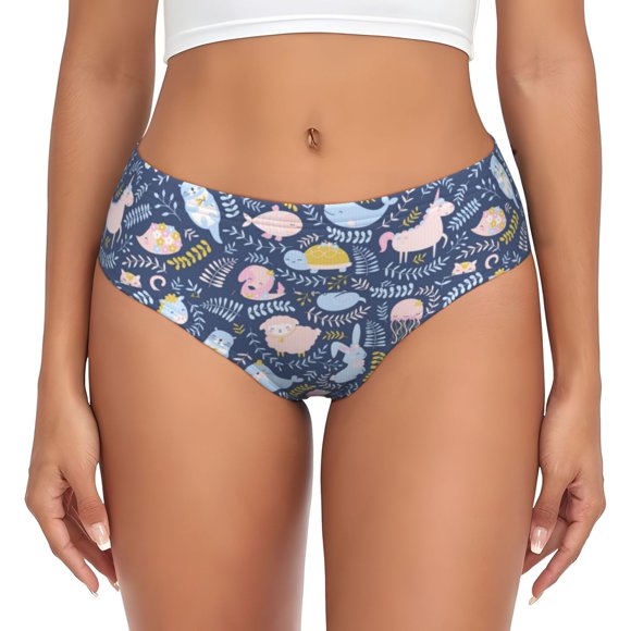 Balery Cute Baby Animals Ropa Interior de Algodón para Mujer con Dibujo – Braguitas Cómodas y Elásticas, Estilo Clásico-X-Small