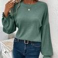 thumbnail image 2 of ABATAB Womens Oversized Sweaters Casual Lantern Long Sleeve Crewneck Chunky Knit Loose Ribbed Knit Pullove Tops Clothes, 2 of 6