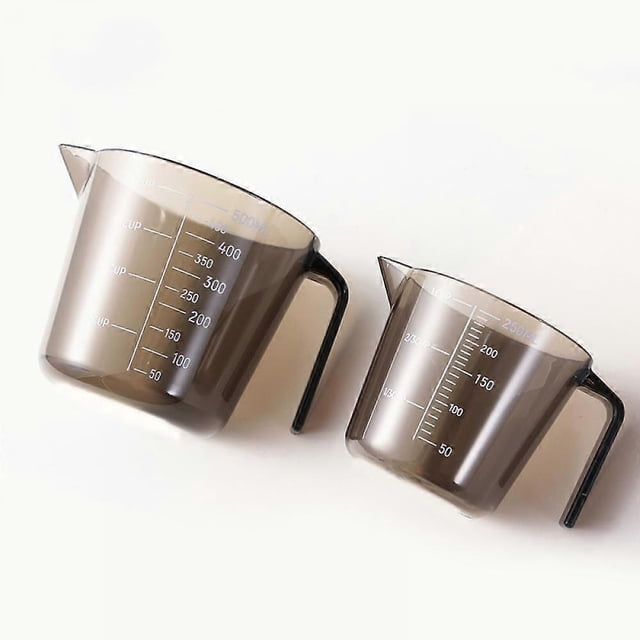 Vaso medidor de plástico transparente para cocina, 250/500 ml, juego de 2 vasos medidores para repostería doméstica.