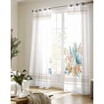 thumbnail image 5 of Coastal Starfish Sheer Curtains 84 Inch Length 2 Panels Set for Living Room/Bedroom, Nautical Shells Coral Eucalyptus Stripes Kitchen Curtains Grommet Semi-Sheer Curtains Window Treatments 42"x84"x2, 5 of 7