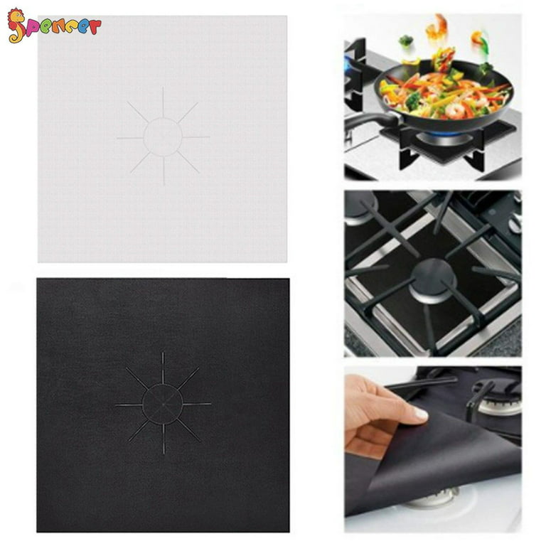 2 Pieces 0.2mm Thick Gas Stove Protector Lined 5 Holes Oil Proof