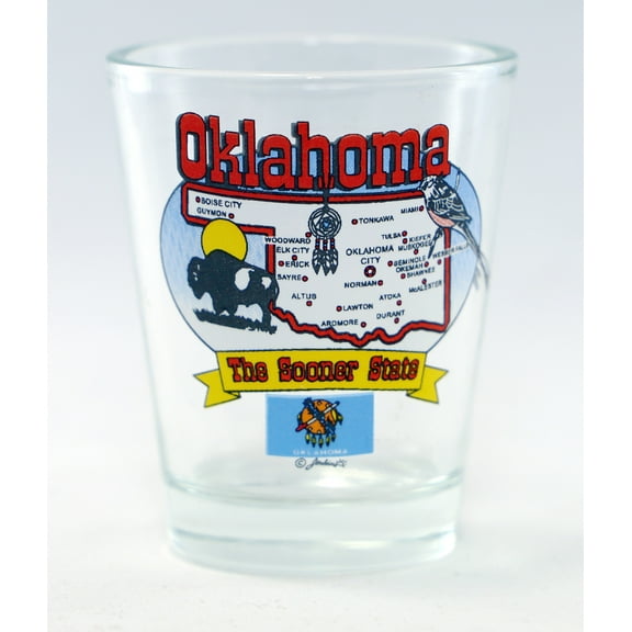 Oklahoma ST Elemnts Map Shot Glass