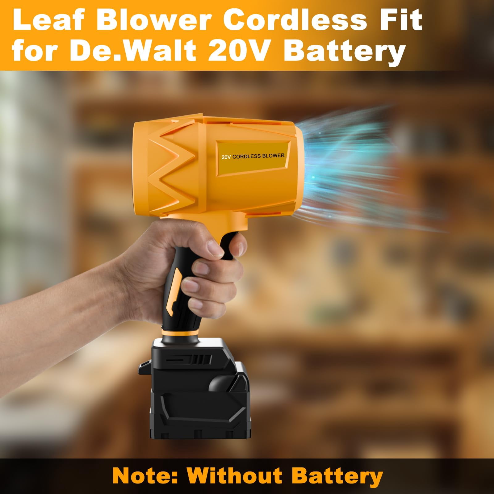 Small Handheld Leaf Blower Cordless Fit for De.Walt, 125-MPH 430-CFM, Battery Powered Blower, for Lawn Care/Patio Cleaning (No Battery)