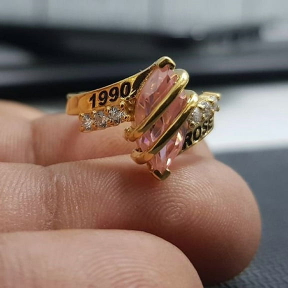 Jinaldiamond Customized Class Rings for Women CZ Marquise Gemstone High School or College Graduation Rings -925 Sterling Silver