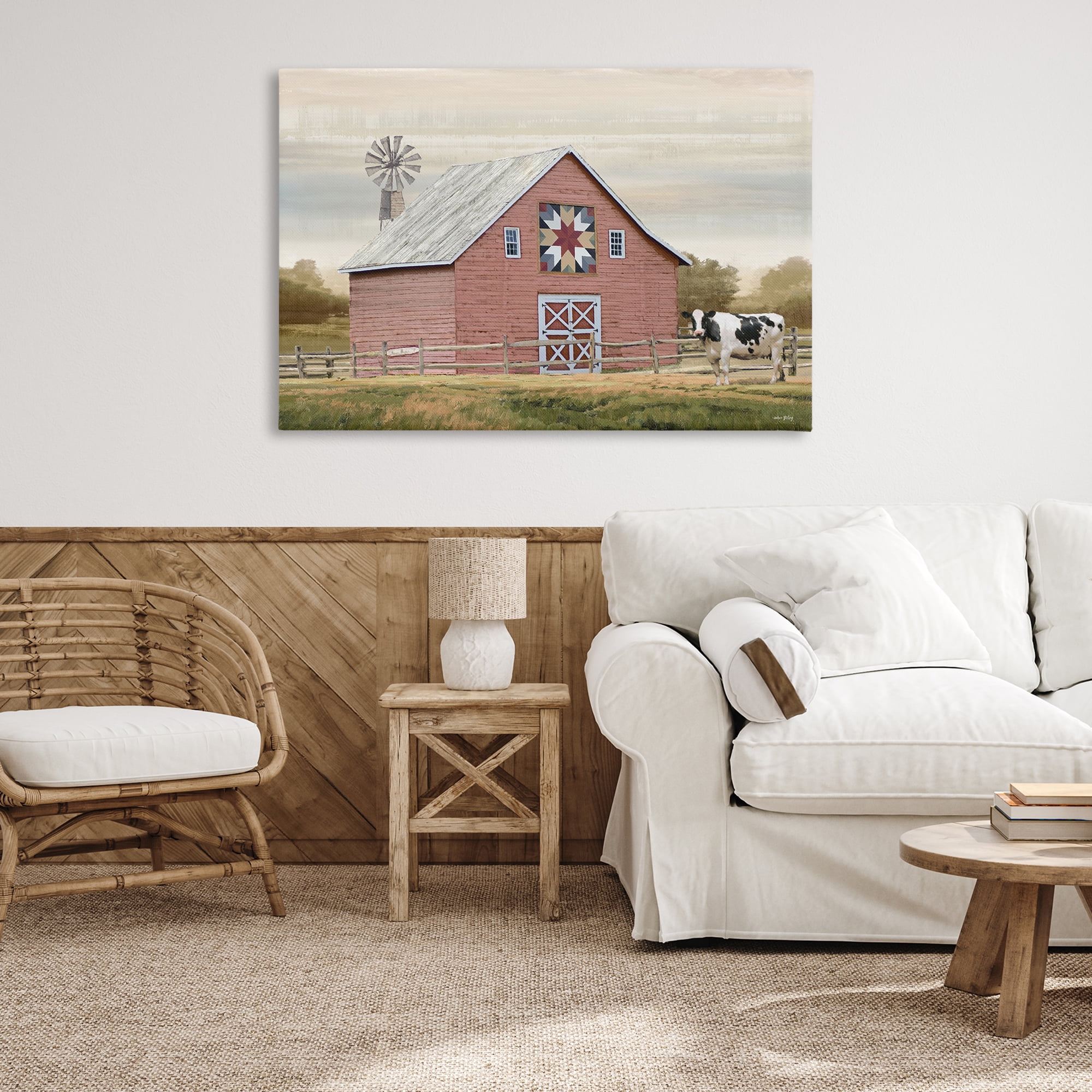 Stupell Industries Traditional Barn & Windmill Landscape & Nature Painting Wrapped Canvas Art Print Wall Art, 45 x 30
