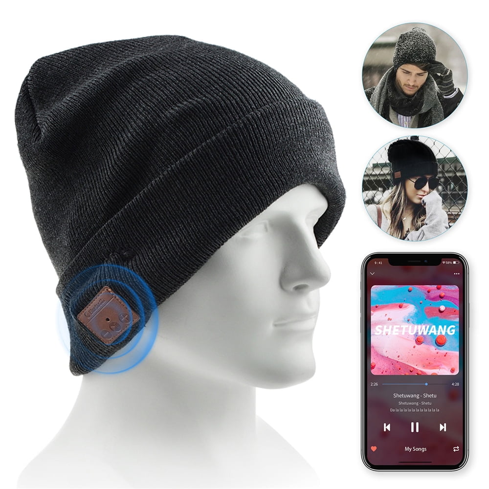 Wireless Beanie Hat for Men Women Wireless Headset Headphones Music Audio Boys Girls Winter Cap with Speaker Mic Hands Free Outdoor Sport Stereo Earphone Earpieces 