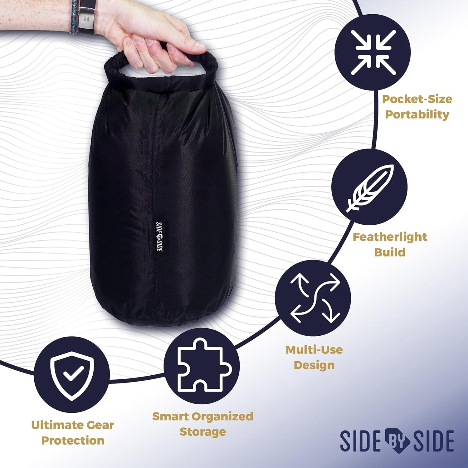 Waterproof Small 10L Dry Bag for Kayaking, Hiking, Beach & Camping | Lightweight Durable Side Bag, Black, Small, (1.65 Oz)