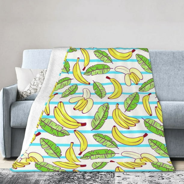 DouZhe Ultra Soft Micro Fleece Lightweight Flannel Bed Blanket Cartoon Banana Fruit Illustrations Print Cozy Warm Throw Blankets 60 x50 Walmart
