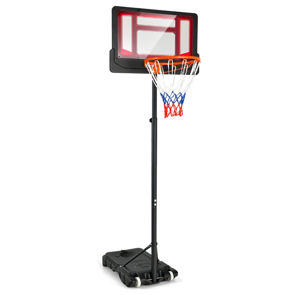 Spaco 4.3-8.2 FT Portable Basketball Hoop with Adjustable Height and Wheels, Durable Basketball Hoop, Basketball Hoop System Height Adjustable Basketball Stand, Red