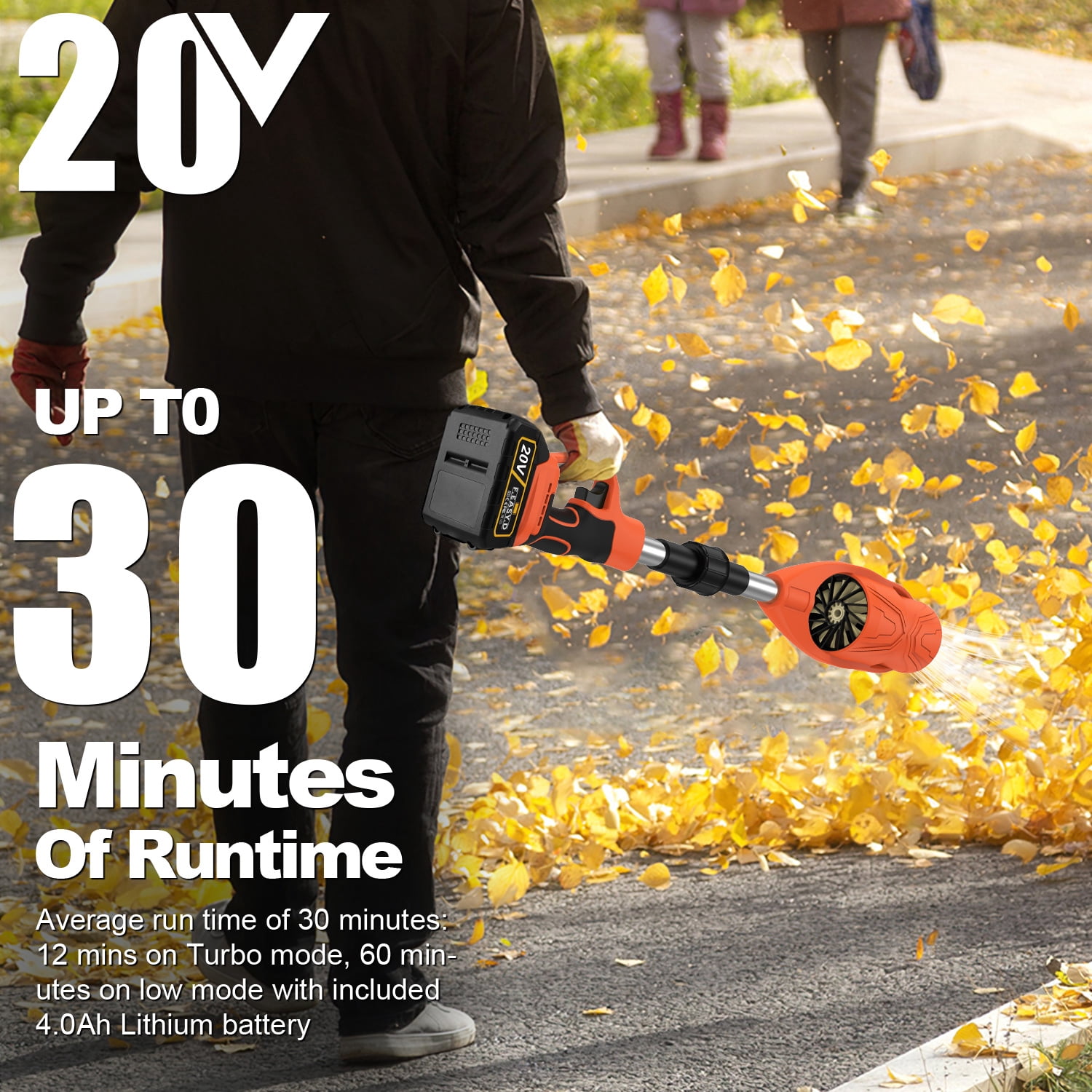 20V Cordless Leaf Blower,AILKIN High Speed Foldable Air Leaf Cleaner,Lightweight Mini Handheld Rechargeable Electric Cordless Leaf Blowers with Battery and Charger for Garden,Patio,Home,Yards,Orange