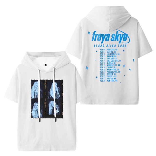 Freya Skye Stars Align Tour 2026 Camisetas con capucha Mujeres Hombres Camiseta de manga corta Ropa de moda informal,White,XS