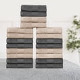 thumbnail image 4 of Ample Decor Washcloths 12 x 12 inch 20 Piece 600 GSM 100% Cotton, Lightweight, Quick Drying, Fingertip Towels for Bathroom, Gym, Kitchen - Beige & Grey, 4 of 5