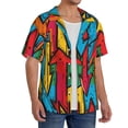 thumbnail image 2 of Xecao Colorful Arrow Graffiti Pattern Men's Casual Short-sleeved Shirt, a button-up collared shirt with a pocket-Medium, 2 of 5