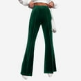 thumbnail image 2 of PMUYBHF Female M Plus Size Tall Leggings Flare Velvet Pants for Women High Waisted Wide Leg Stretch Elastic Waist Pull on Trousers Front Seam Slacks Capri Leggings for Women with Pockets Cotton, 2 of 5