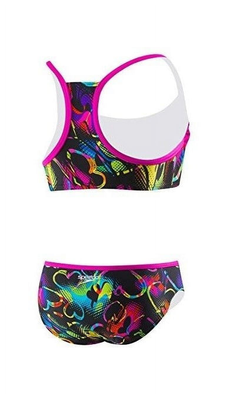 Speedo Girl's Sporty Splice Tankini 2 Piece Swimsuit,SIZE 16