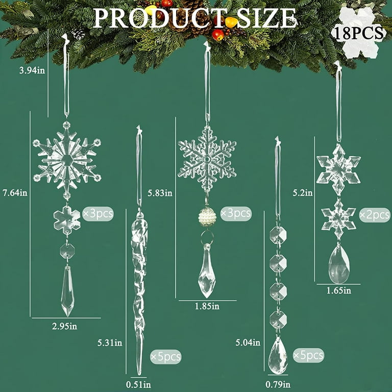 Christmas Decorations Snowflakes Decorations - Acrylic Crystal Hanging  Decorations for Christmas Winter Wonderland Icicle Drop Crystal Decorations  for Christmas Tree New Year's Eve Party Supplies