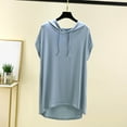thumbnail image 2 of Miqool Womens Short Sleeve Hoodies Oversized T Shirts Summer Lightweight Drawstring Pullover Tops Casual Loose Fit Long Shirts Blouses, 2 of 6