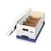 Bankers Box STOR/FILE Medium-Duty Storage Boxes with Dividers, Letter Files, 12.88" x 25.38" x 10.25", White/Blue, 12/Carton -FEL0083101