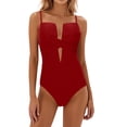 thumbnail image 1 of Maillots de Bain pour Femmes Tankini Amincissant Rétro Plissé Rembourré Rouge, 1 of 4