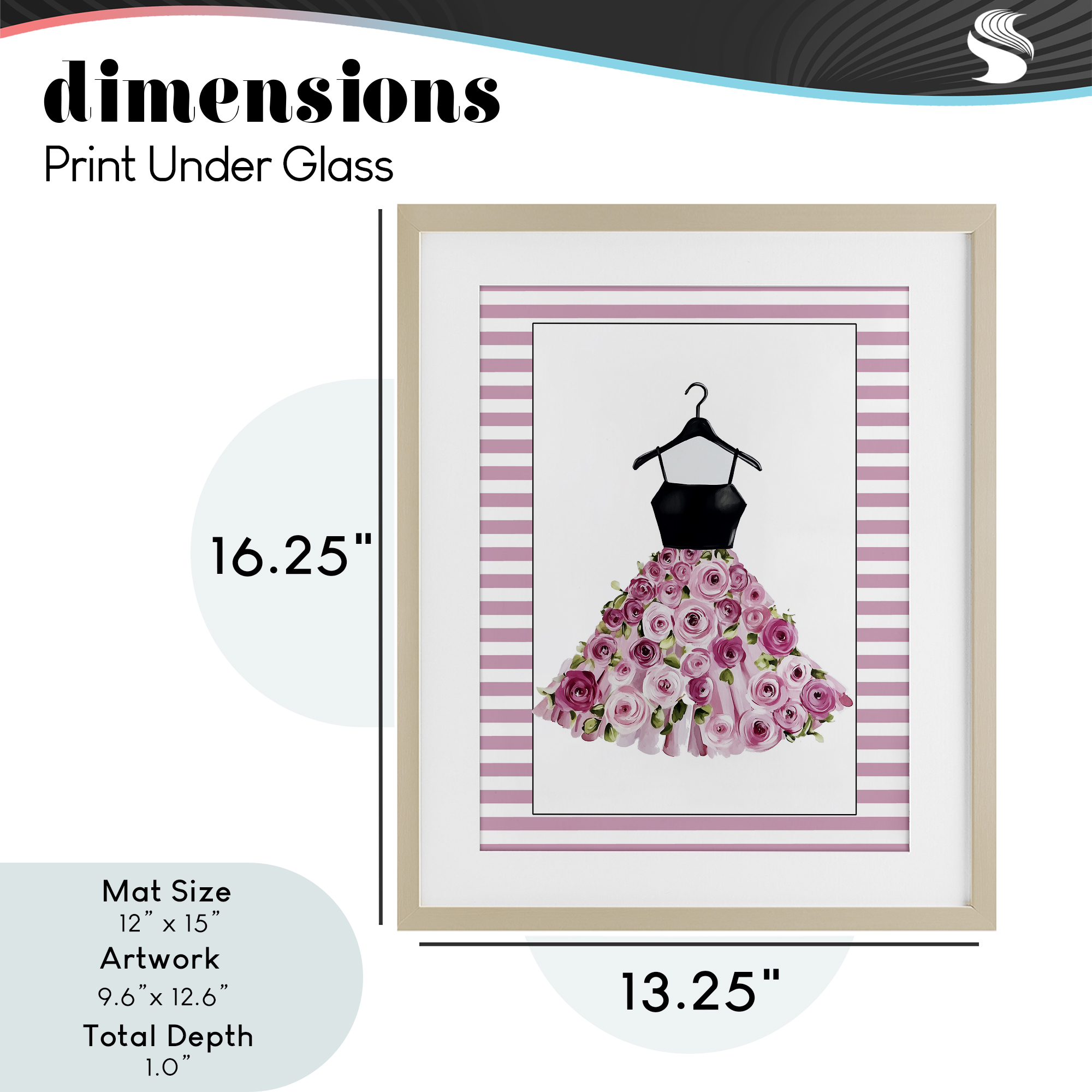Flower Bedecked Dress Birch Framed Print Under Glass, design by Christine Simpson Art
