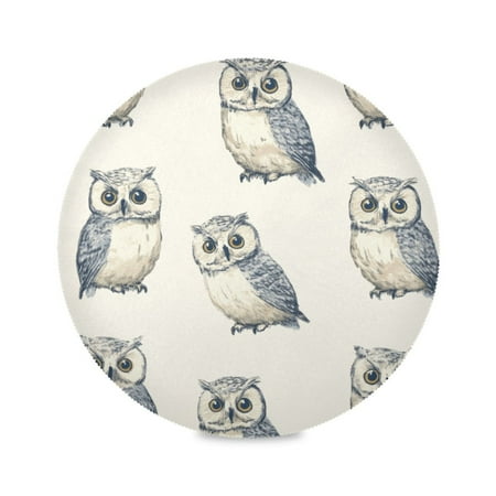 

Round Plate Mat 15.4x15.4 Inchesx1 Placemat Table Mat Kitchen Mat Coffee Mat Fabric Thick Strong Wear-Resistant Heat Resistance Beautiful Blue Owl Pattern