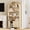 Beige, variant on 71" Tall Arched Bookshelf with Sliding Doors and Adjustable Shelves, 5-Tier Modern Farmhouse Bookcase, Beige Wood Display Cabinet for Living Room, Office