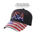 thumbnail image 3 of Jiibva American Flag Baseball Cap Sparkle Rhinestone USA Flag Trucker Hat Adjustable Hip Hop Hat for Men Women, 3 of 7