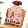 thumbnail image 4 of Christmas Candy Bag Linen Party Easy To Clean Multicolor Plaid Cloth Embroidered Snowman Deer Large Bags, 4 of 11