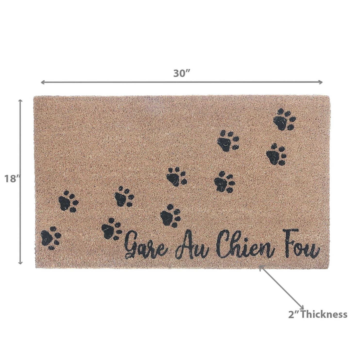 Coir Door Mat Gare Au Chien Fou Paws 18 X 30