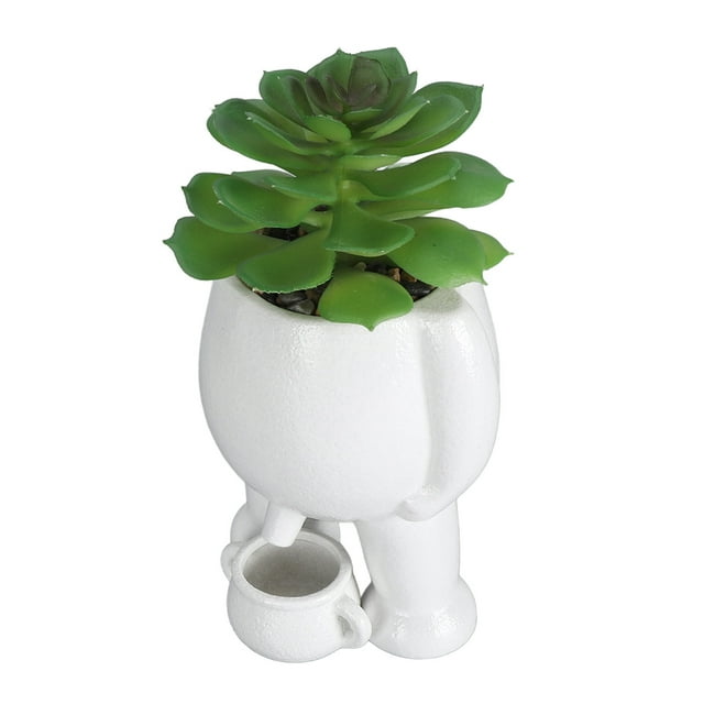 Maceta de Cerámica, Maceta Suculenta Little Man Pees Con Orificio de Deneze, Decretación Moderna para interiores y Exteriores, Macetas de Cerámica para lirios, Cactus,