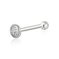 thumbnail image 1 of 14k White Gold Nose Ring with Simulated Diamond Bezel Set Micro Stud Piercing Body, 1 of 6
