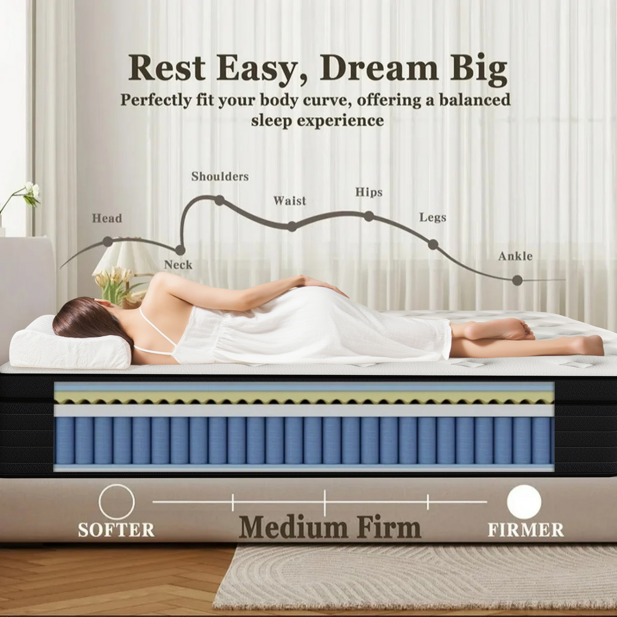 DalisTairy 12 inch King Mattress,Hybrid Mattresses Medium Firm in a Box