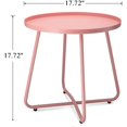 thumbnail image 2 of Outdoor Side Tables, Weather Resistant Steel Patio Side Table, Small Round Outdoor End Table Metal Side Table for Patio Yard Balcony Garden Bedside Pink, 2 of 7