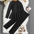 thumbnail image 6 of NOLDARES Toddler Baby Girl Clothes Cute Long Sleeve Sweatshirt Fall Winter Outfits Kids Joggers Pants 2Pcs Soft Set(Black,9-10 Y), 6 of 9