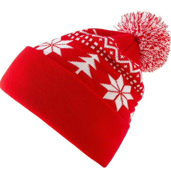 Tao Tao Unisex Winter Christmas Beanie Hats Warm Knit Thick Fleece Lined Skull Cap Thermal Tactical Caps Military Army Watch Cap With Pom Red Free Size