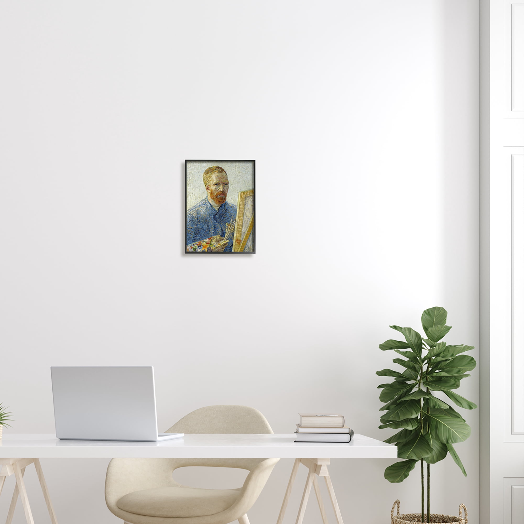Stupell Industries Zeegezicht als Schilder van Gogh Painting Self-Portrait Painting Painting Black Framed Art Print Wall Art, Design by one1000paintings
