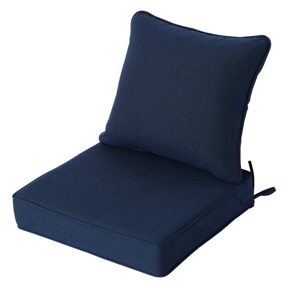 Goodgoods 19" x 19" Deep Seat Patio Cushion Set, Set of 1 Seat & Back Cushions, Water & Fade Resistant Outdoor Cushions, Dark Blue