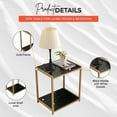 thumbnail image 2 of Kings Brand Furniture Side End Table – Black Faux Marble Shelves & Gold Metal Frame for Bedroom & Living Room, 2 of 10