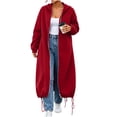 thumbnail image 5 of Trench Coat Women Dqueduo Women's Winter Full-Zip Long Sleeve Sweatshirt Maxi Coat – Solid Color with Pockets Red L, 5 of 9