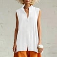 thumbnail image 4 of Posijego Button down Tank Tops for Women Sleeveless Long Shirts Summer Casual Business Office Work Tank Tops for Women, 4 of 9