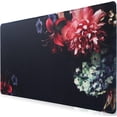 thumbnail image 1 of Premium-Textured Black Flower Gaming Mouse Pad 35.4x15.7in Extended Size Non-Slip & Waterproof Stitched Edges Perfect for Gaming, Office & Home, 1 of 6