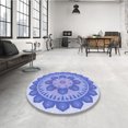 thumbnail image 4 of Ahgly Company Machine Washable Indoor Square Transitional Blue Angel Blue Area Rugs, 5' Square, 4 of 7
