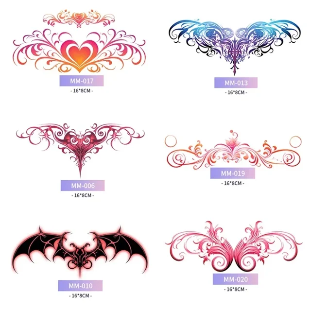 Juego de 6 uds de pegatinas de tatuaje a prueba de agua, tatuaje falso duradero para chica, tatuaje de útero sexual falso 3d para mujer, Abdomen temporalrsirsiproducto