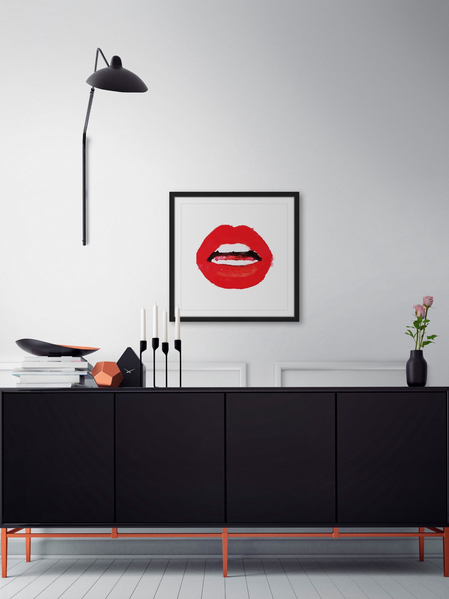 Marmont Hill "Lips Colors Red" by Amanda Greenwood Framed Painting Print