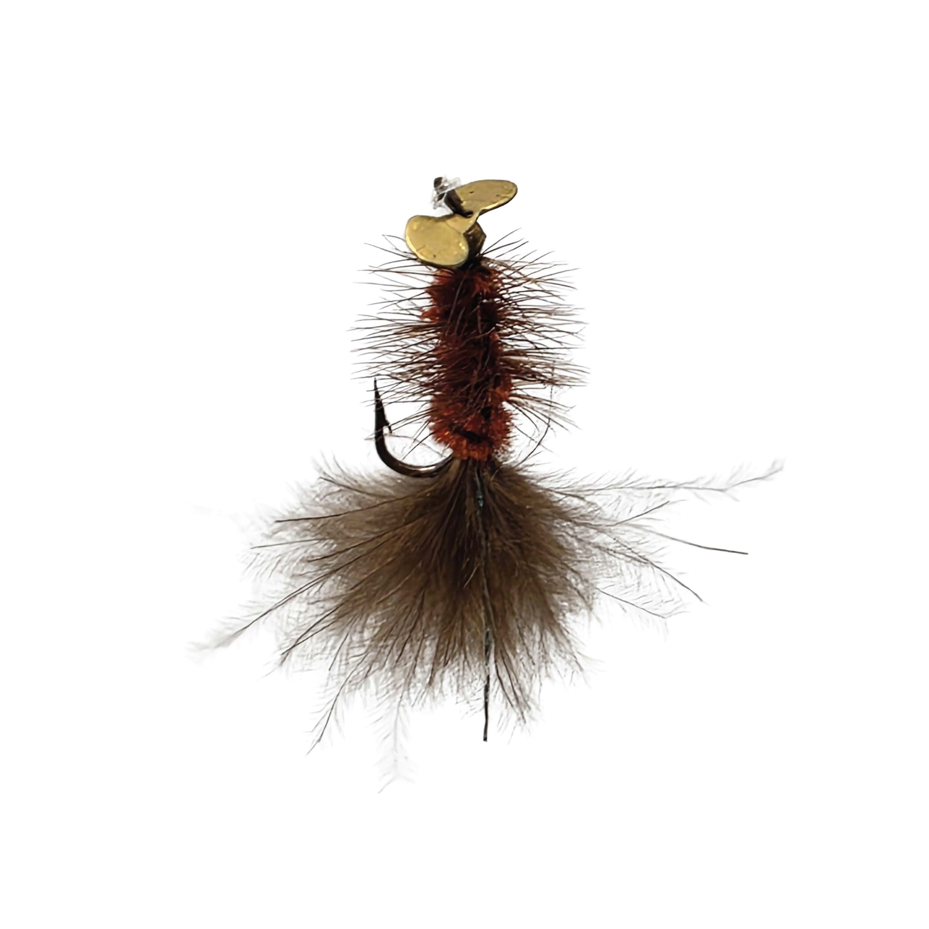 Pistol Pete's Spinner Flies Freshwater Trout Fishing Lure, Brown Marabou, Size 12, 2-pack, Flies