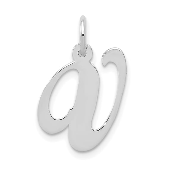 Designer 14K White Gold Medium Fancy Script Initial V Char (Length=20) (Width=14 To 21) Made In United States